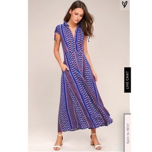 Lulu’s Blue Printed Maxi Dress (M)